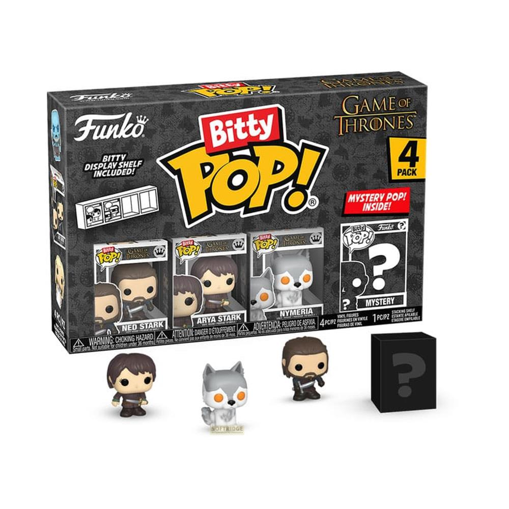 Funko Game of Thrones Bitty Pop! Pacco da 4 include Ned Stark, Arya Stark, Nymeria e Mystery Pop.