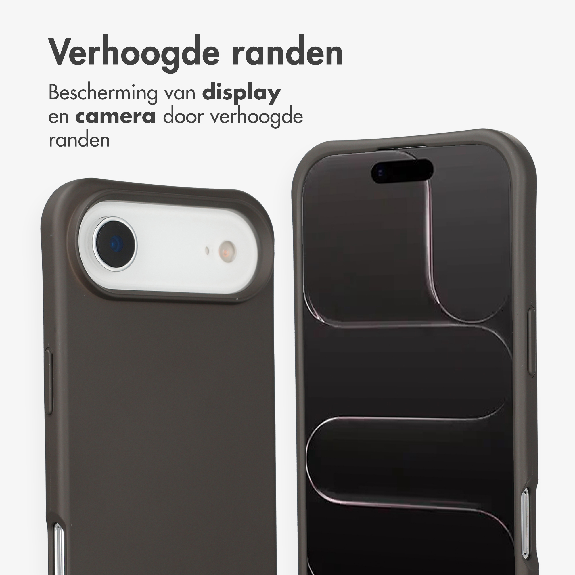 Twee telefoonhoesjes, de ene toont de camera, de andere het scherm.