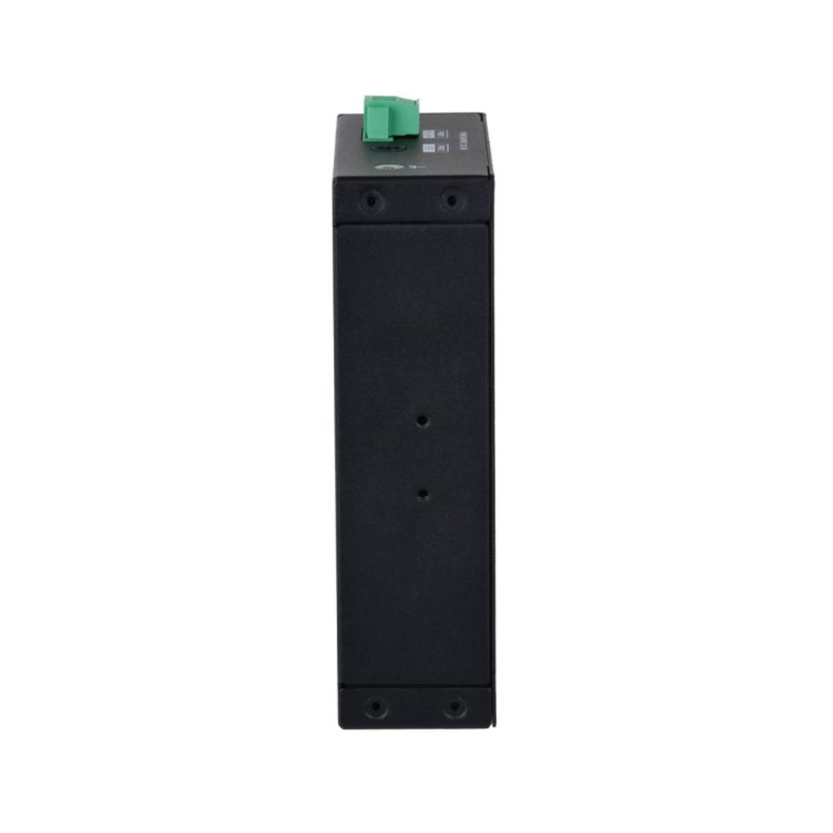 Una caja negra con un conector verde encima.