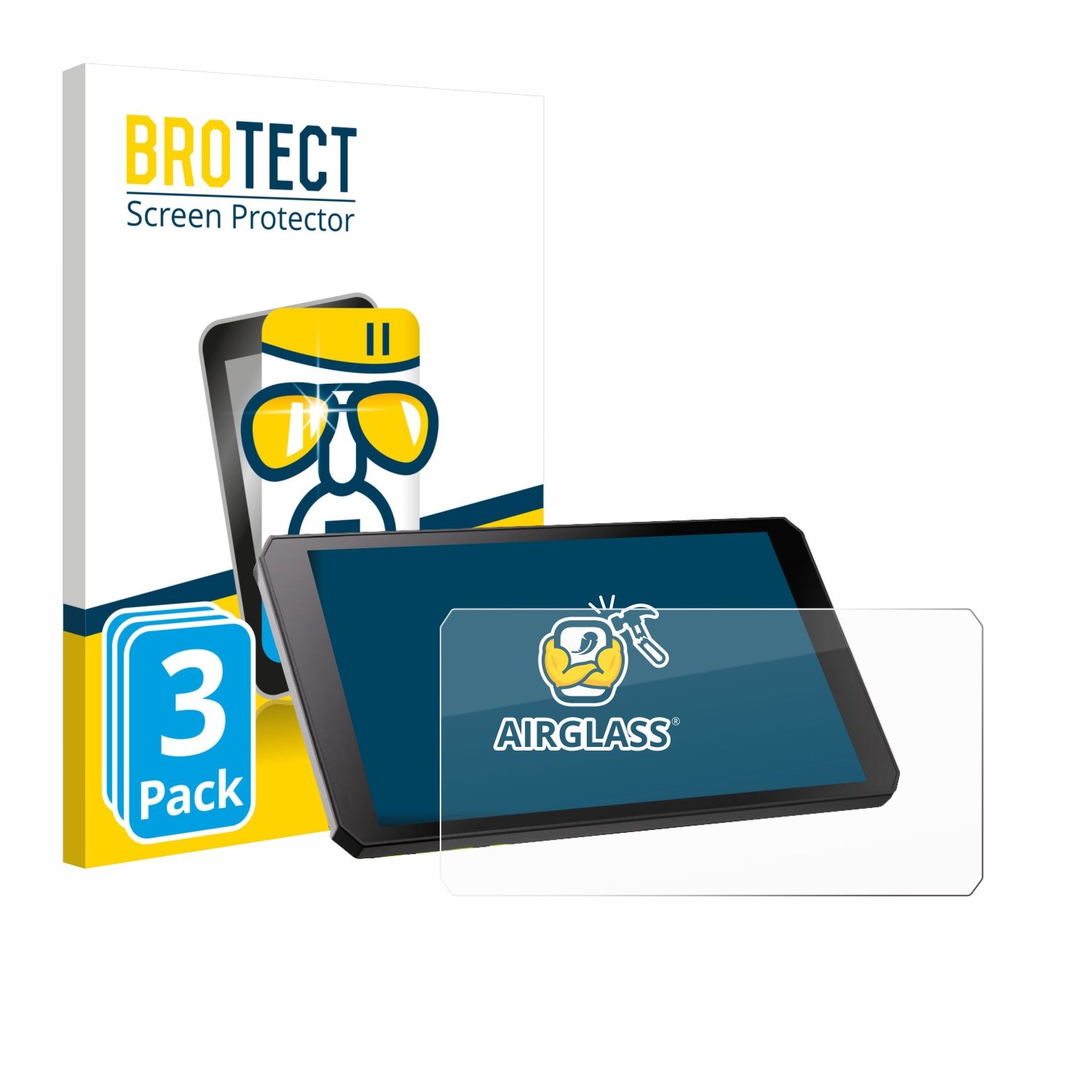 BROTECT 3er Pack Displayschutzfolie für Tablets, mit Cartoon-Slogan.