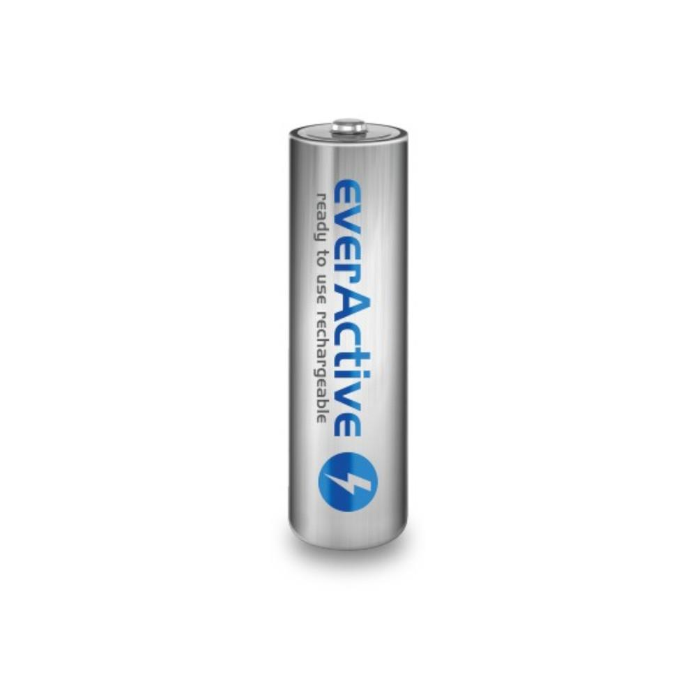 Eine silberne AA-Batterie mit blauer Beschriftung und einem Blitzsymbol.