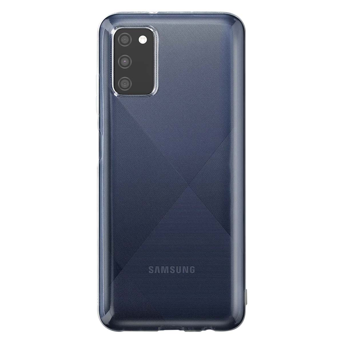 Custodia blu scuro Samsung con sistema di fotocamere e texture.