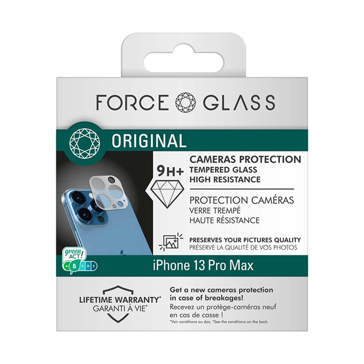 Verpakking voor iPhone 13 Pro Max cameraprotector van gehard glas.