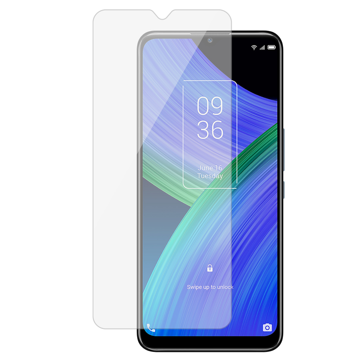 Een screenprotector voor een smartphone met vergrendelingsscherm.