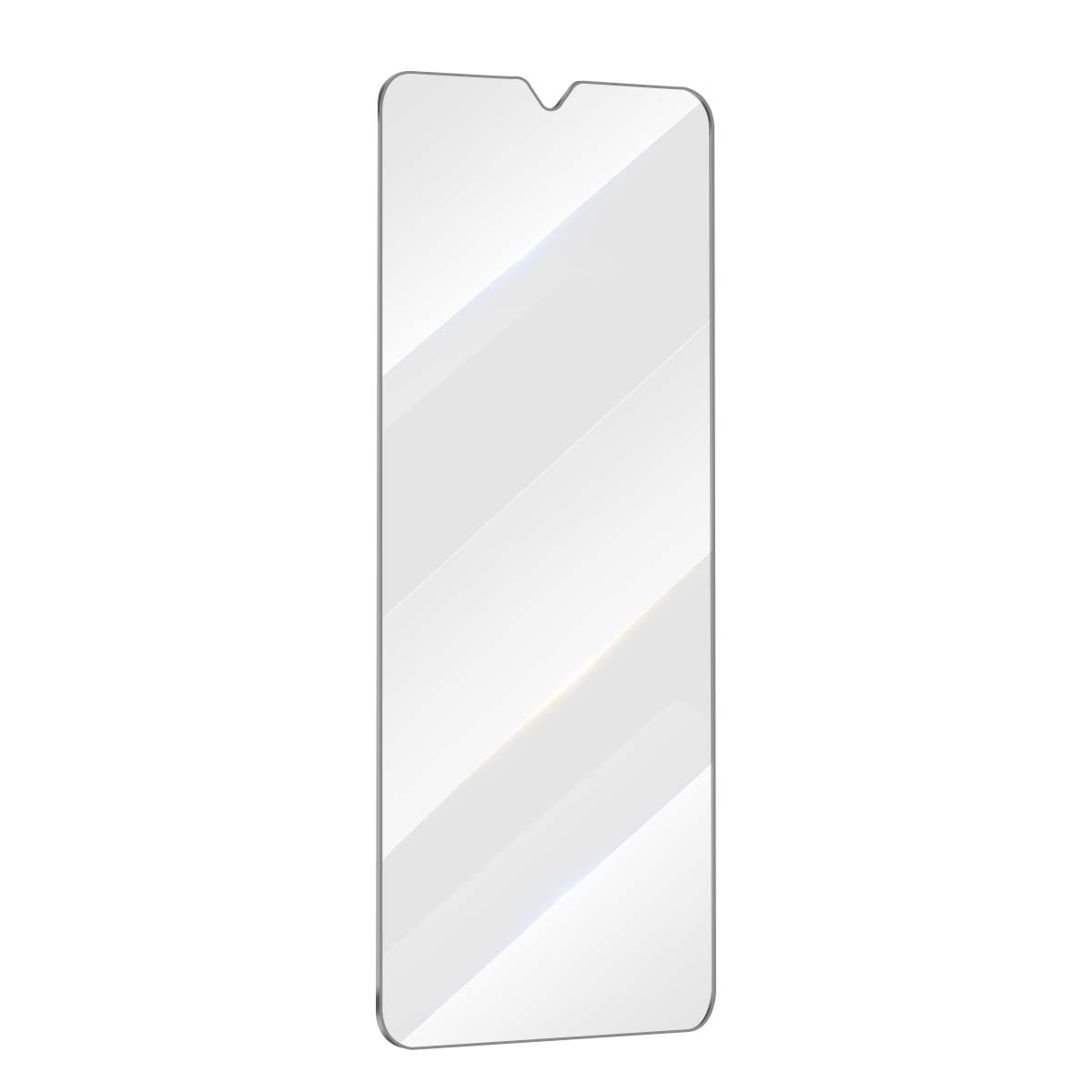 Een heldere screenprotector voor smartphone met uitsparing.