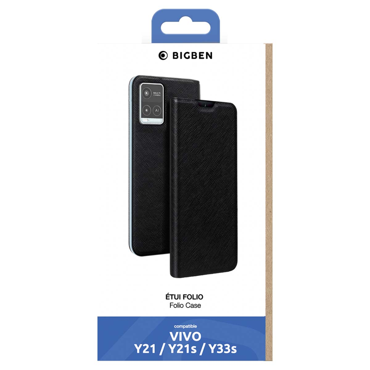 Custodia a libro nera per Vivo Y21/Y21s/Y33s con logo Bigben.