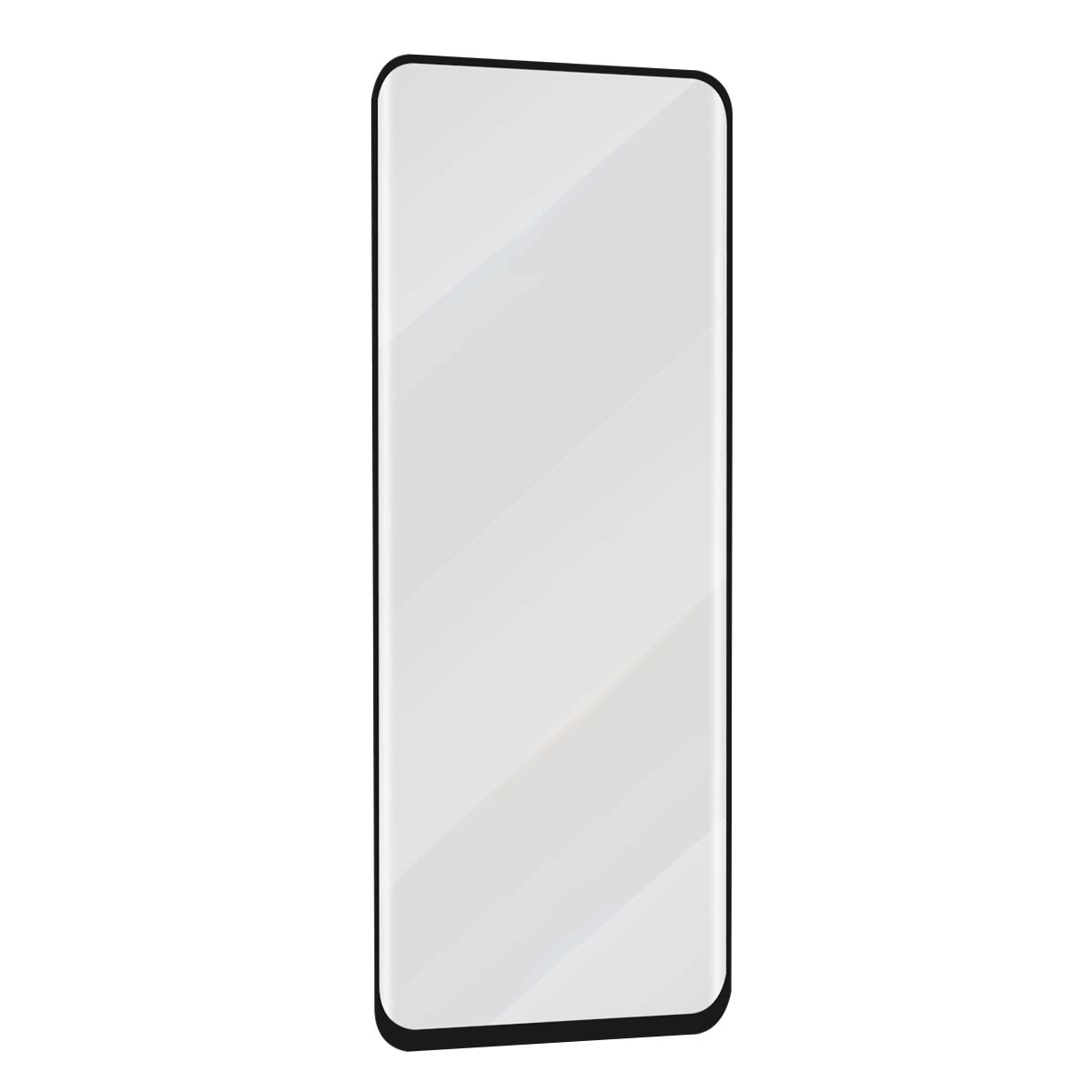 Un smartphone noir vertical avec un écran blanc.