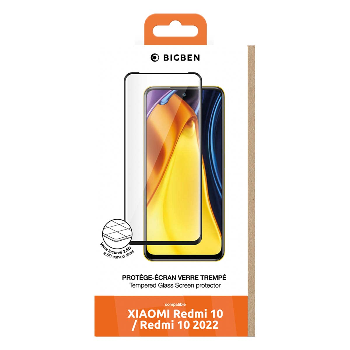 Emballage d'un protecteur d'écran en verre trempé pour Xiaomi Redmi 10.