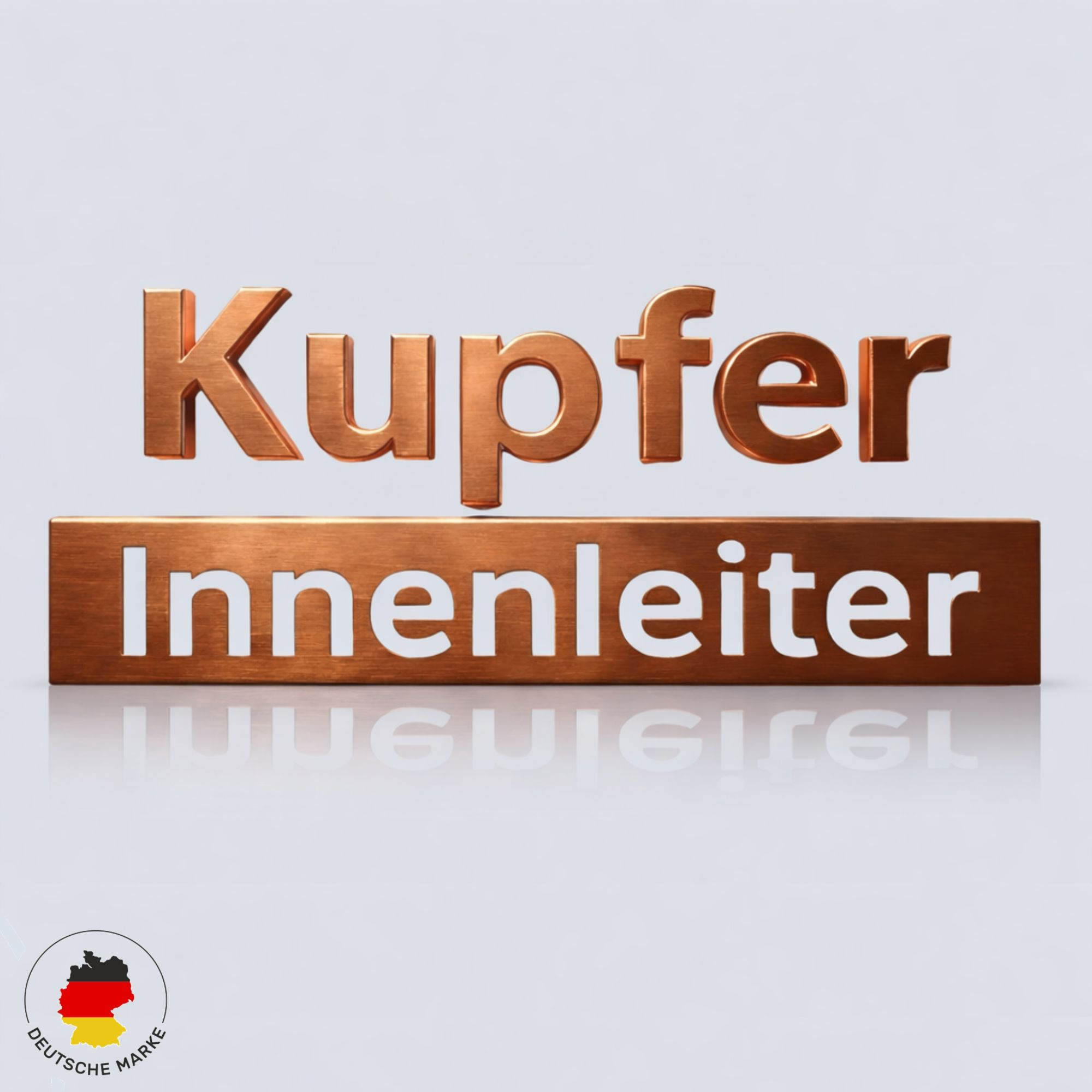 Kupfer Innenleiter 3D-Text mit deutscher Marke Logo.