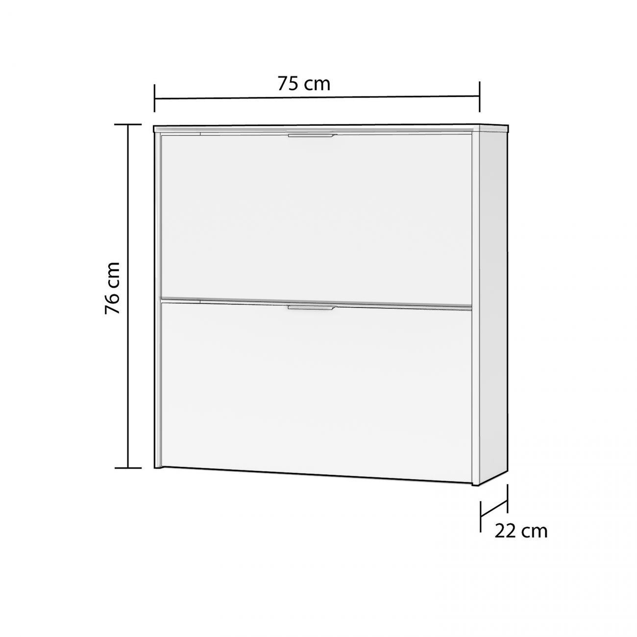 Mueble blanco con dos cajones, 75x76x22 cm.