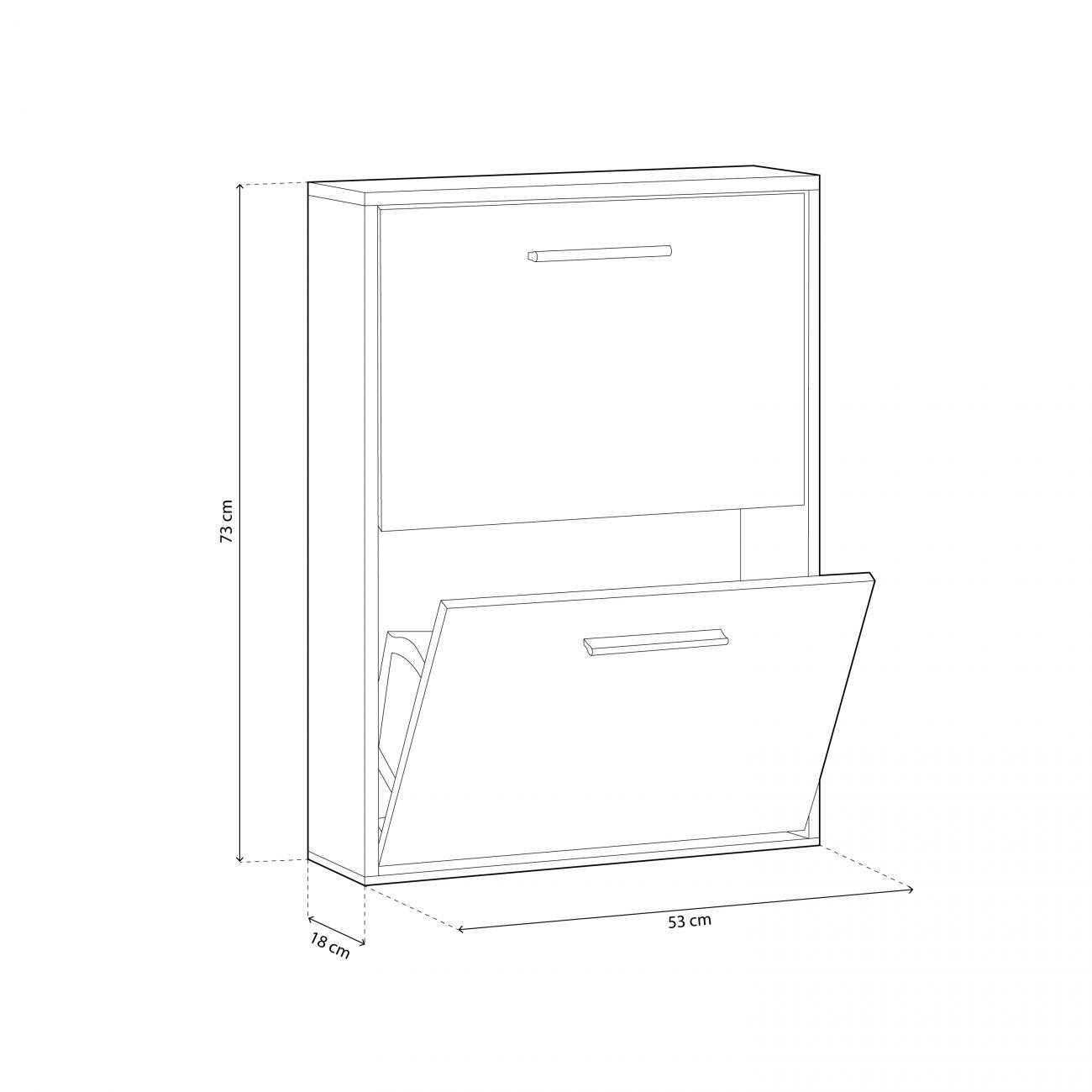 Zapatero con una puerta abatible, 73x53x18 cm.
