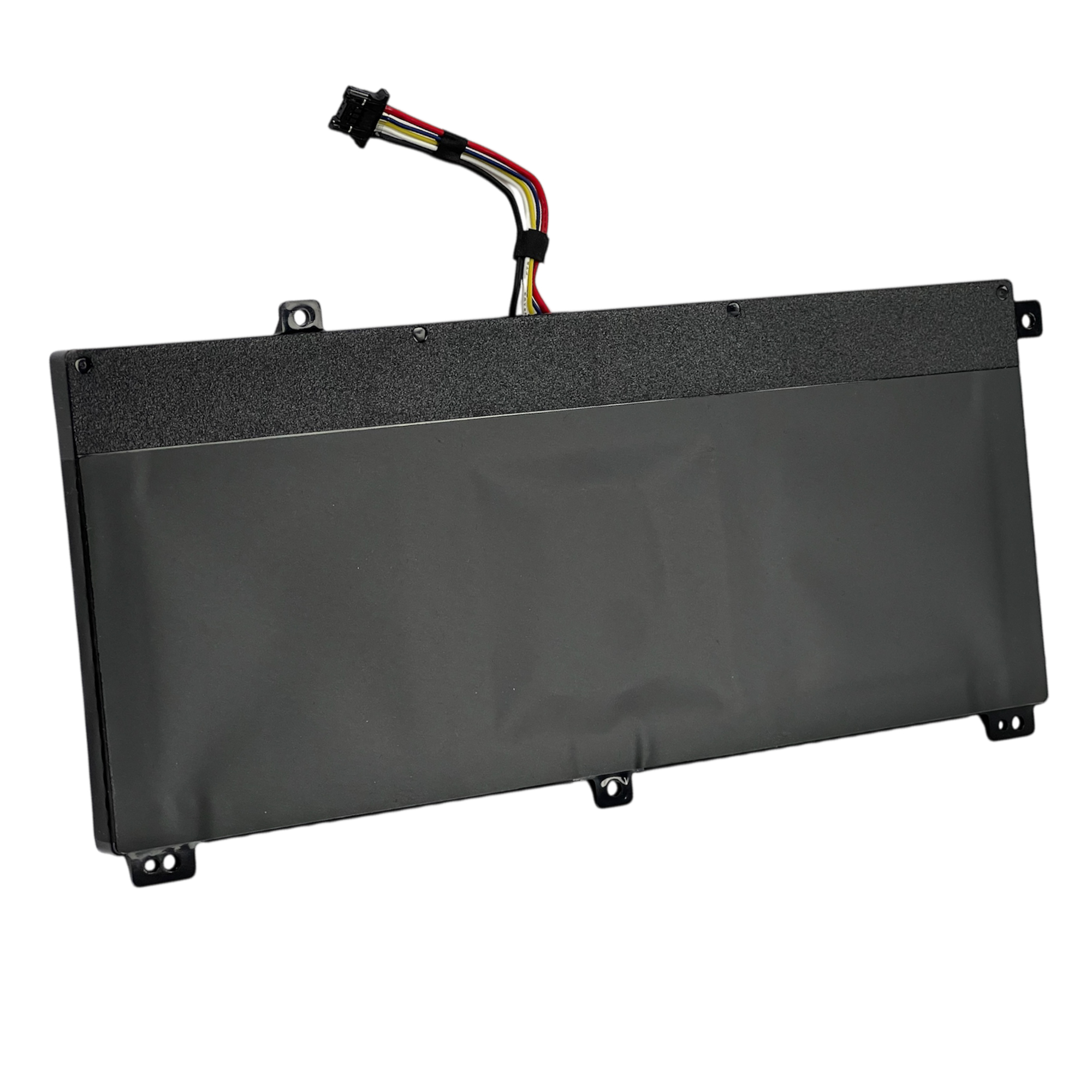 Czarna bateria do laptopa z kablami i otworami montażowymi.