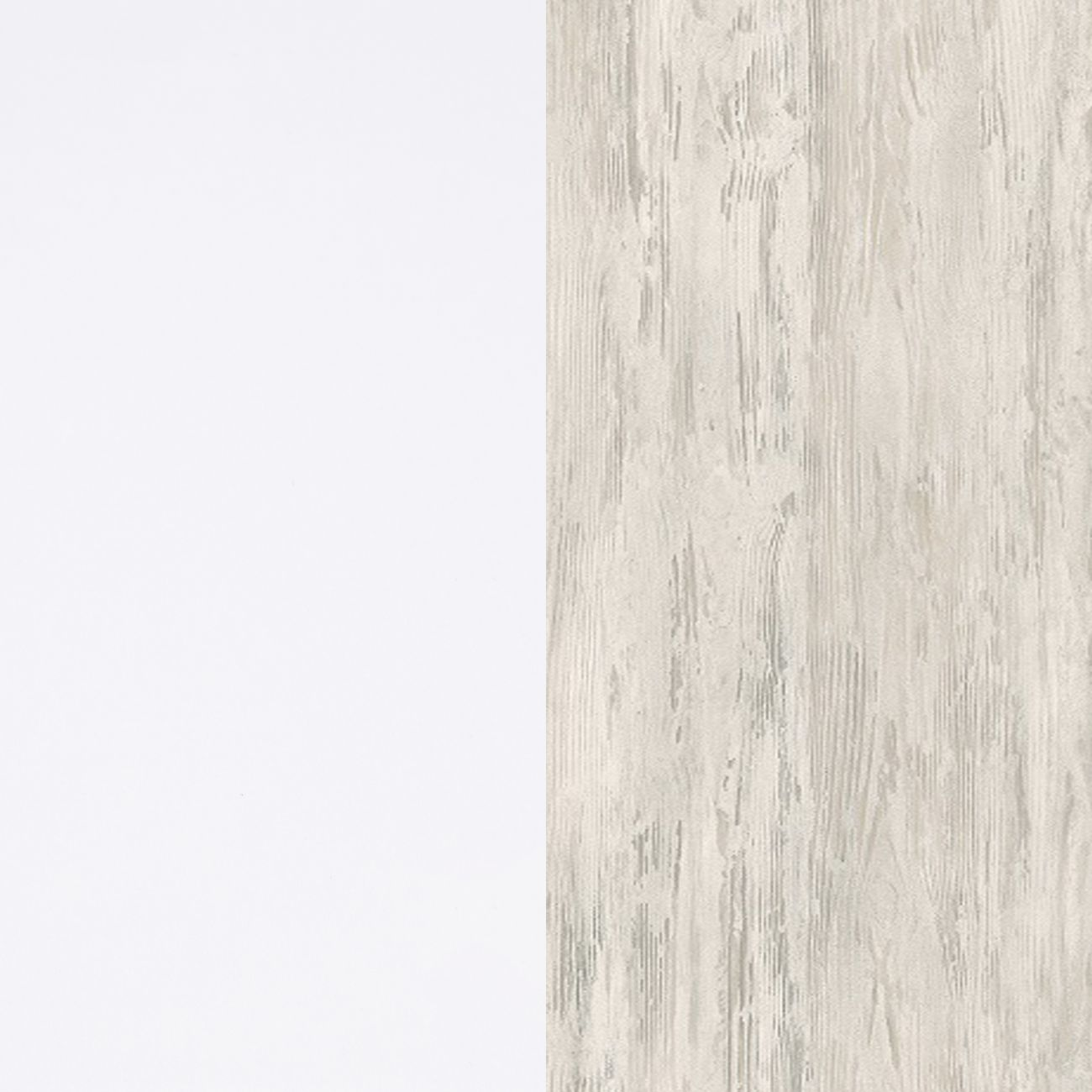 Área blanca a la izquierda, junto a veta de madera vertical en tonos beige y gris.