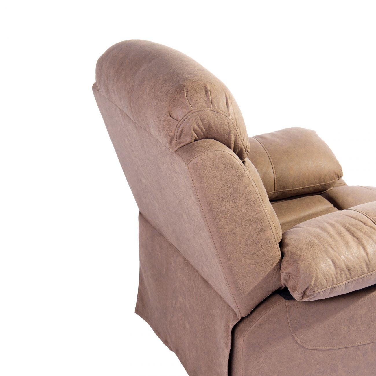 Un sillón reclinable marrón con reposabrazos y respaldo acolchados.