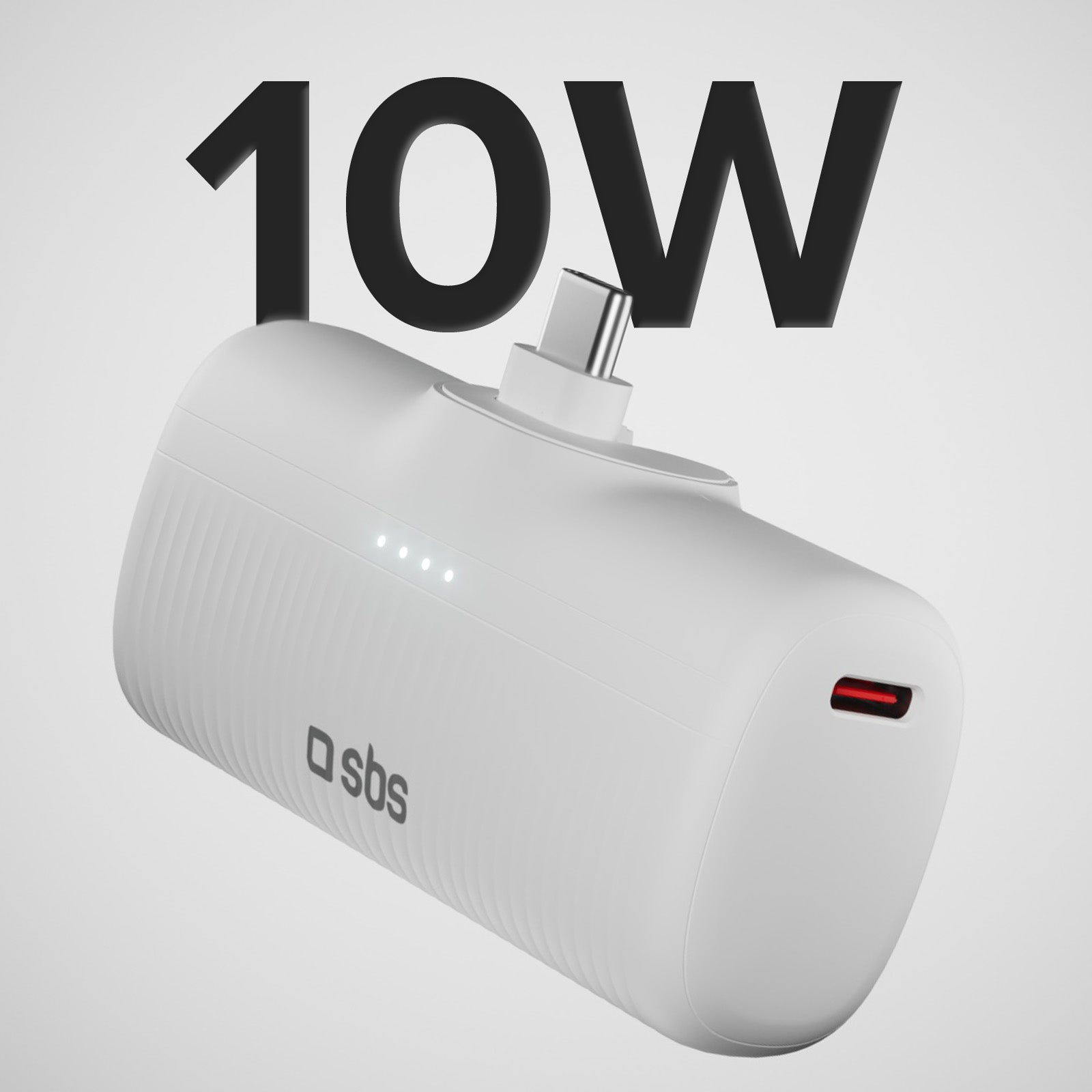 Biała ładowarka z napisem 10W i podłączonym złączem USB-C.