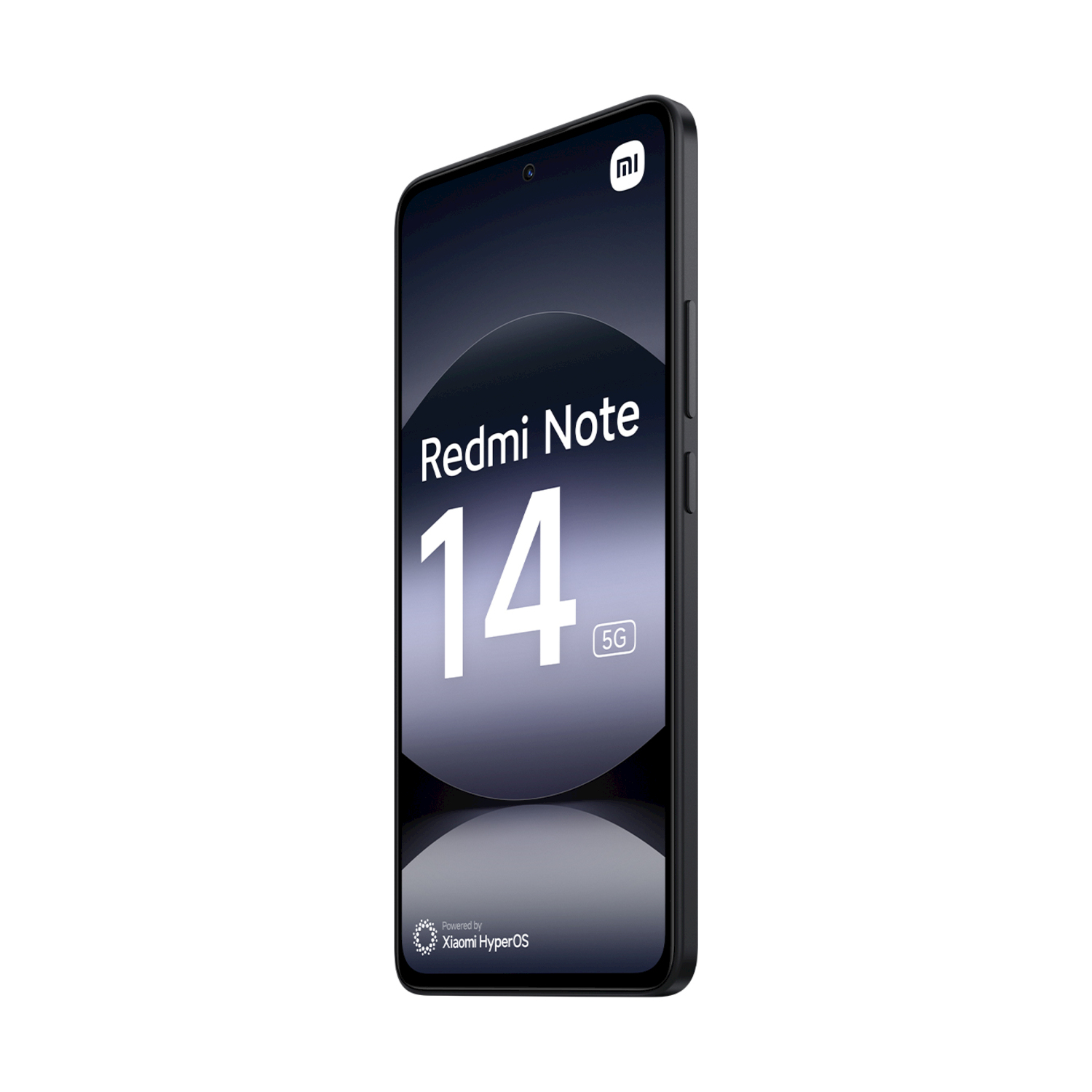 Uno smartphone nero con "Redmi Note 14 5G" sul display.