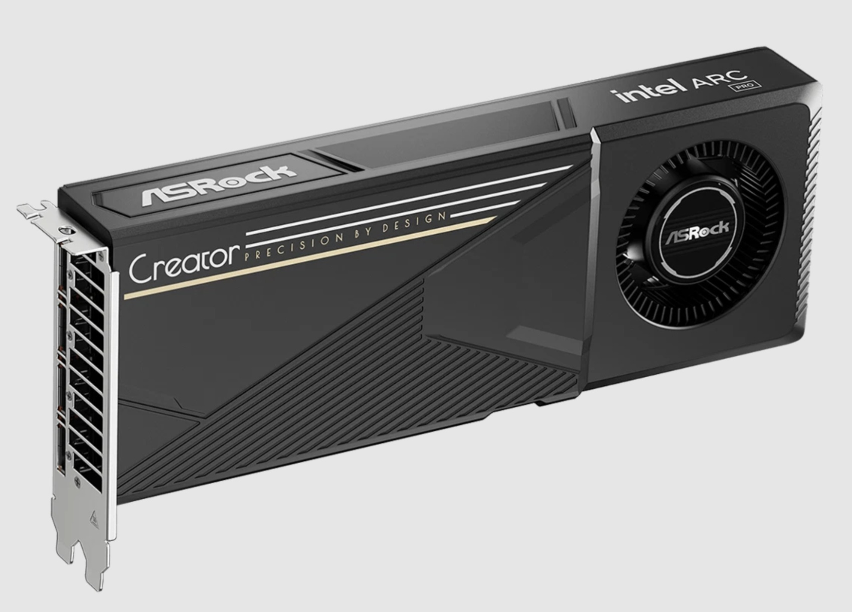 Scheda grafica ASRock Creator Intel ARC PRO con ventola e alette.