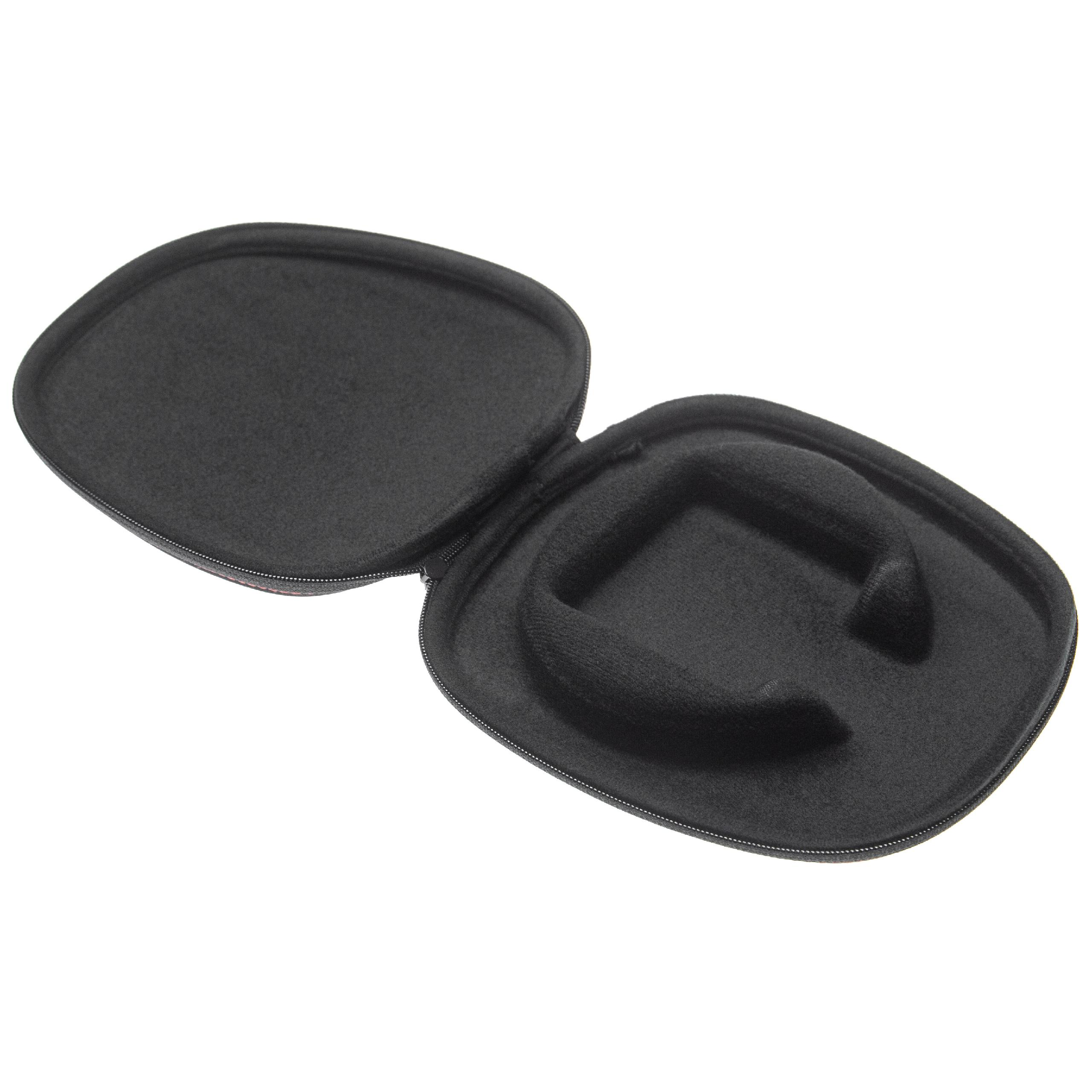 Ein offenes schwarzes Etui mit gepolstertem Innenraum für ein Gerät.