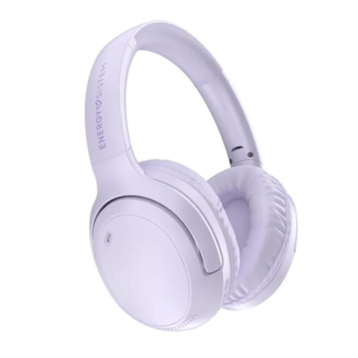 Una coppia di cuffie wireless viola chiaro con padiglioni imbottiti e archetto.