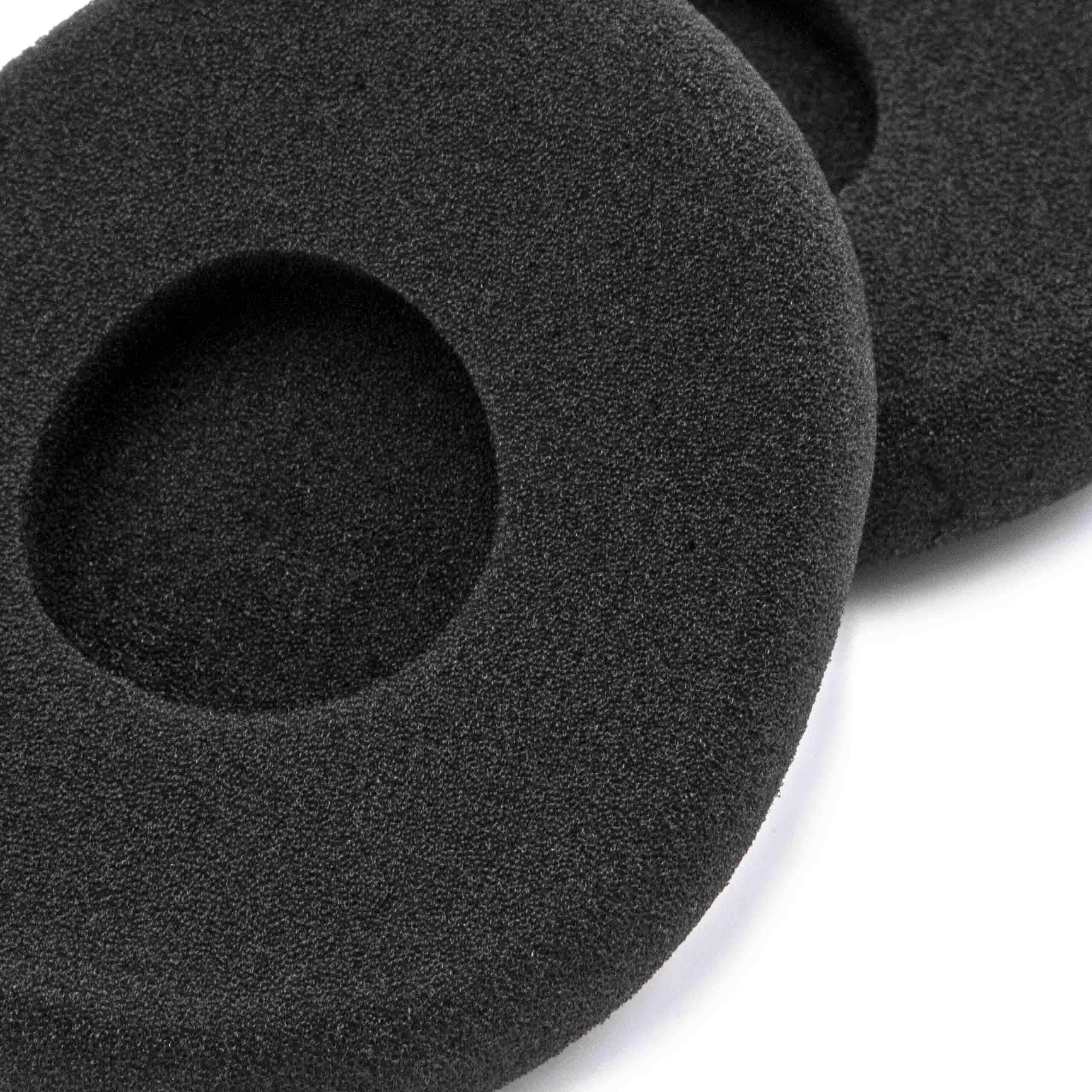 Zwei schwarze Ohrpolster aus Schaumstoff mit einem Ausschnitt.