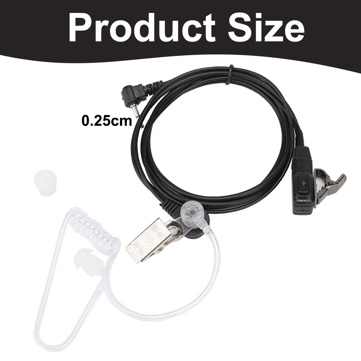 Schwarzes Headset mit 0,25cm Anschluss, Klingel und Clip.