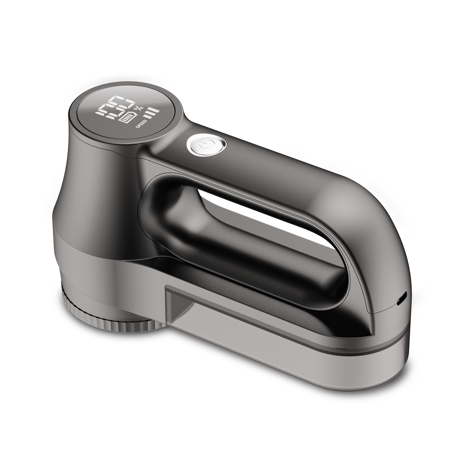 Szary golarka do tkanin z cyfrowym wyświetlaczem (100%) i uchwytem.