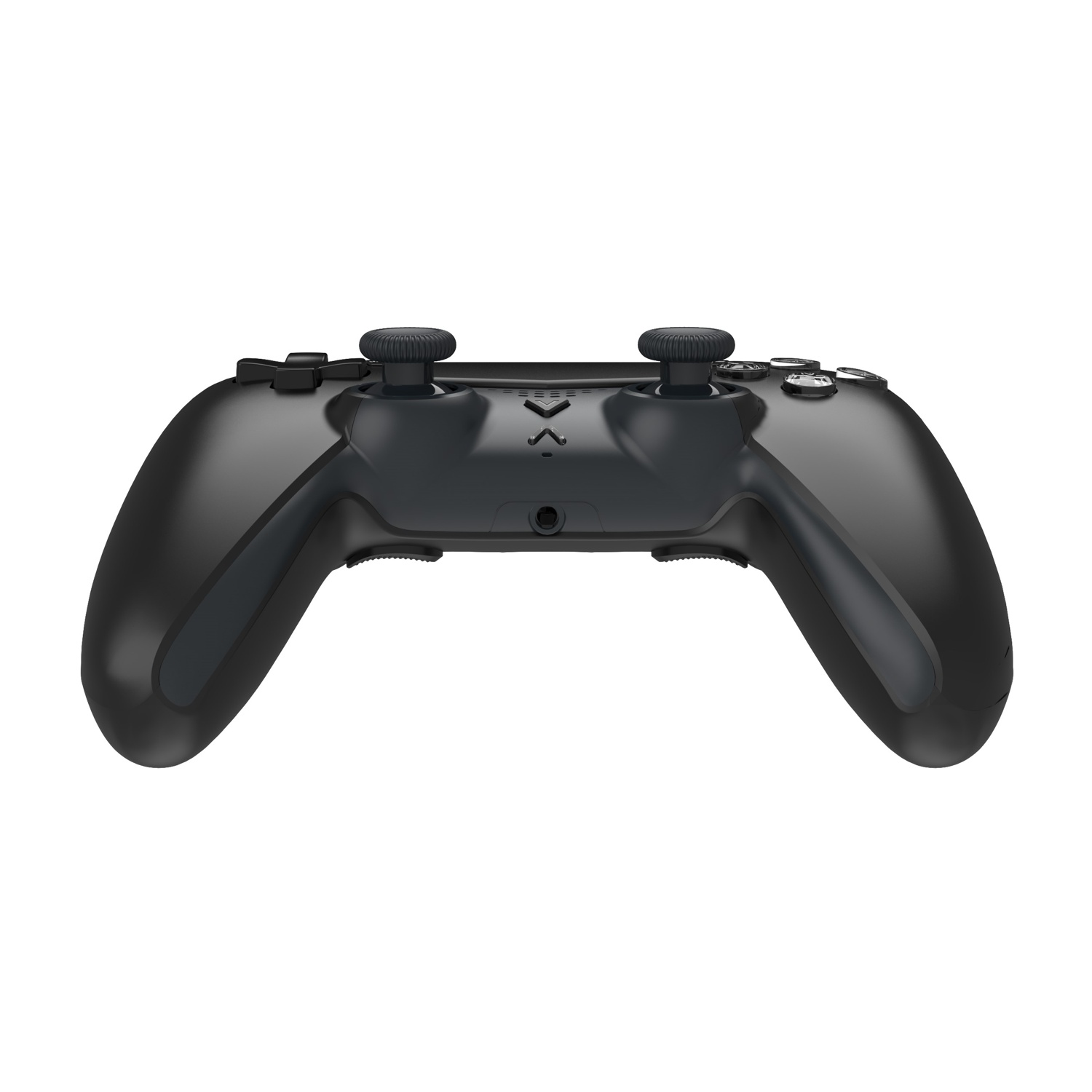 Un controller di gioco nero con due stick analogici e pulsanti multipli.
