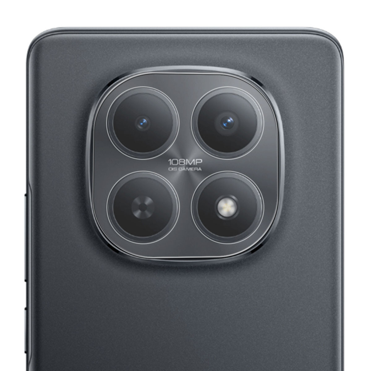 Parte trasera de un smartphone con configuración de cuádruple cámara y texto '108MP'.