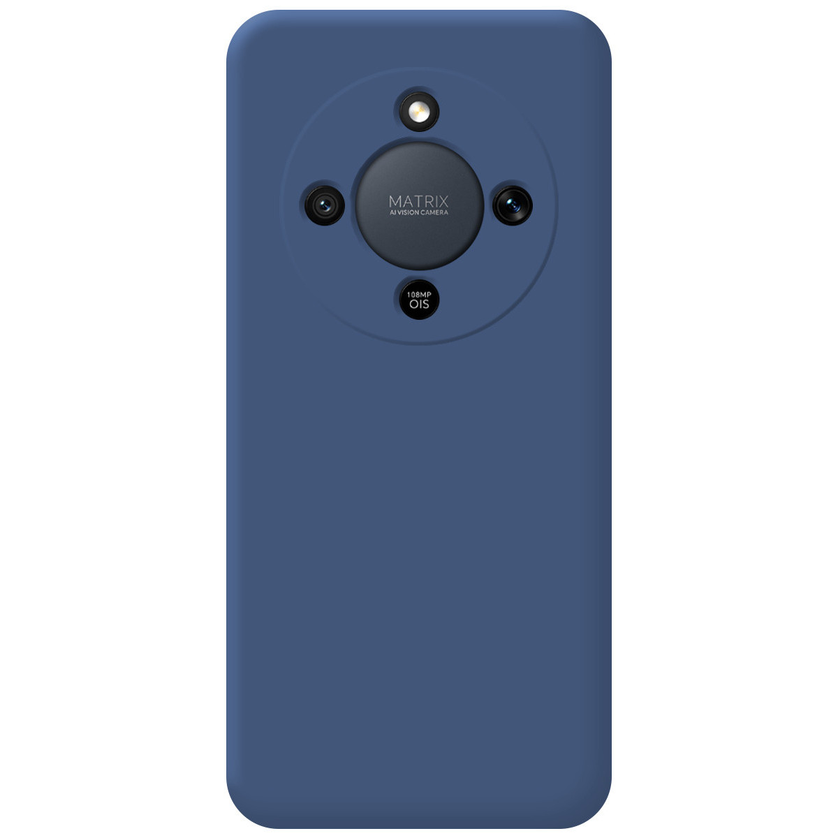 Funda azul oscuro para teléfono con módulo de cámara Matrix y texto 108MP OIS.