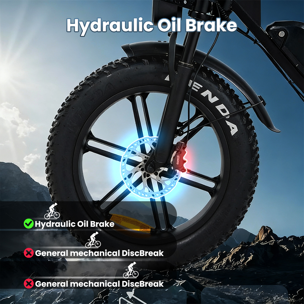 Zbliżenie hamulca tarczowego roweru z hamulcem olejowym hydraulicznym.