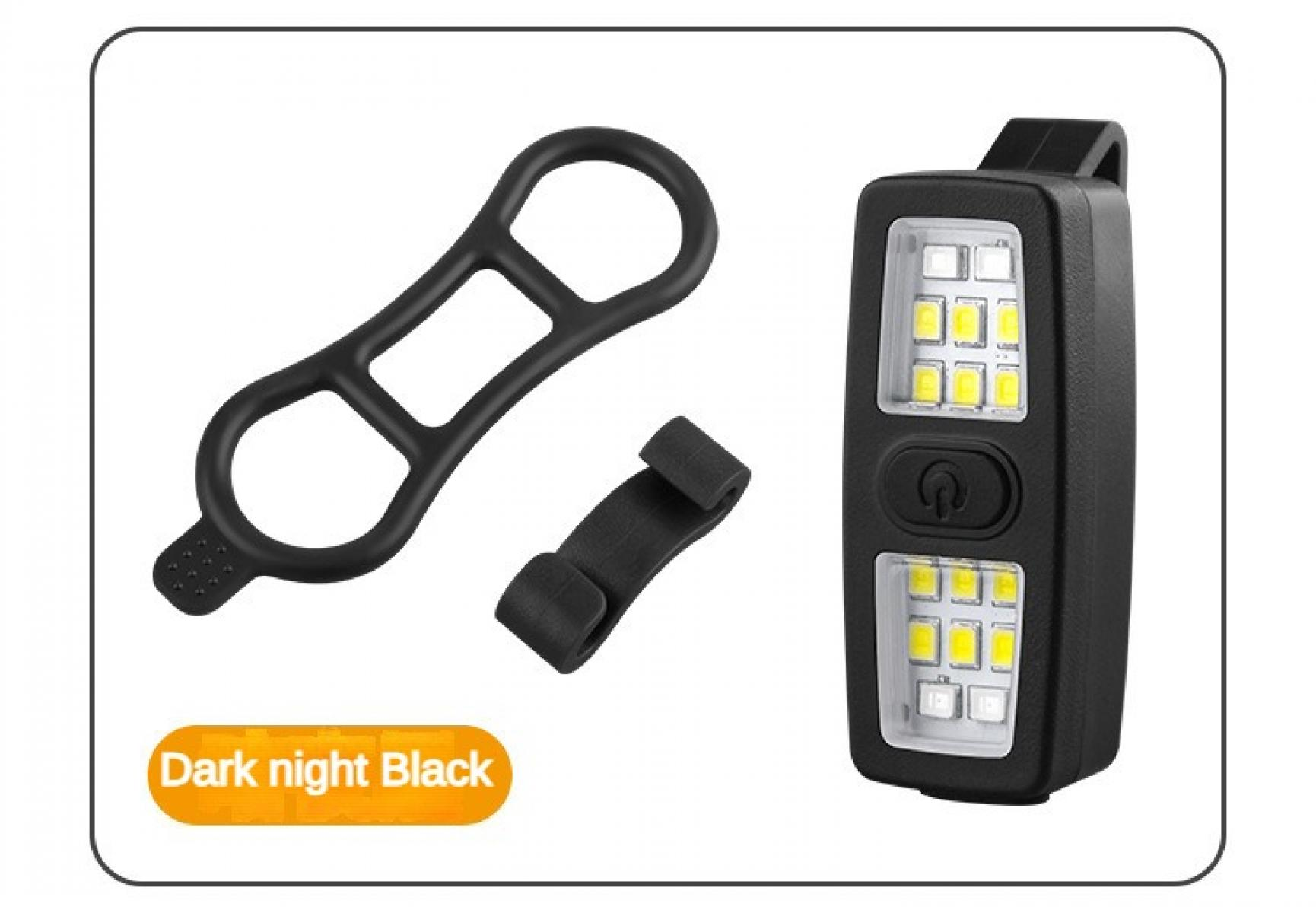 Schwarzes Fahrradlicht mit vier LEDs und Riemenbefestigung.