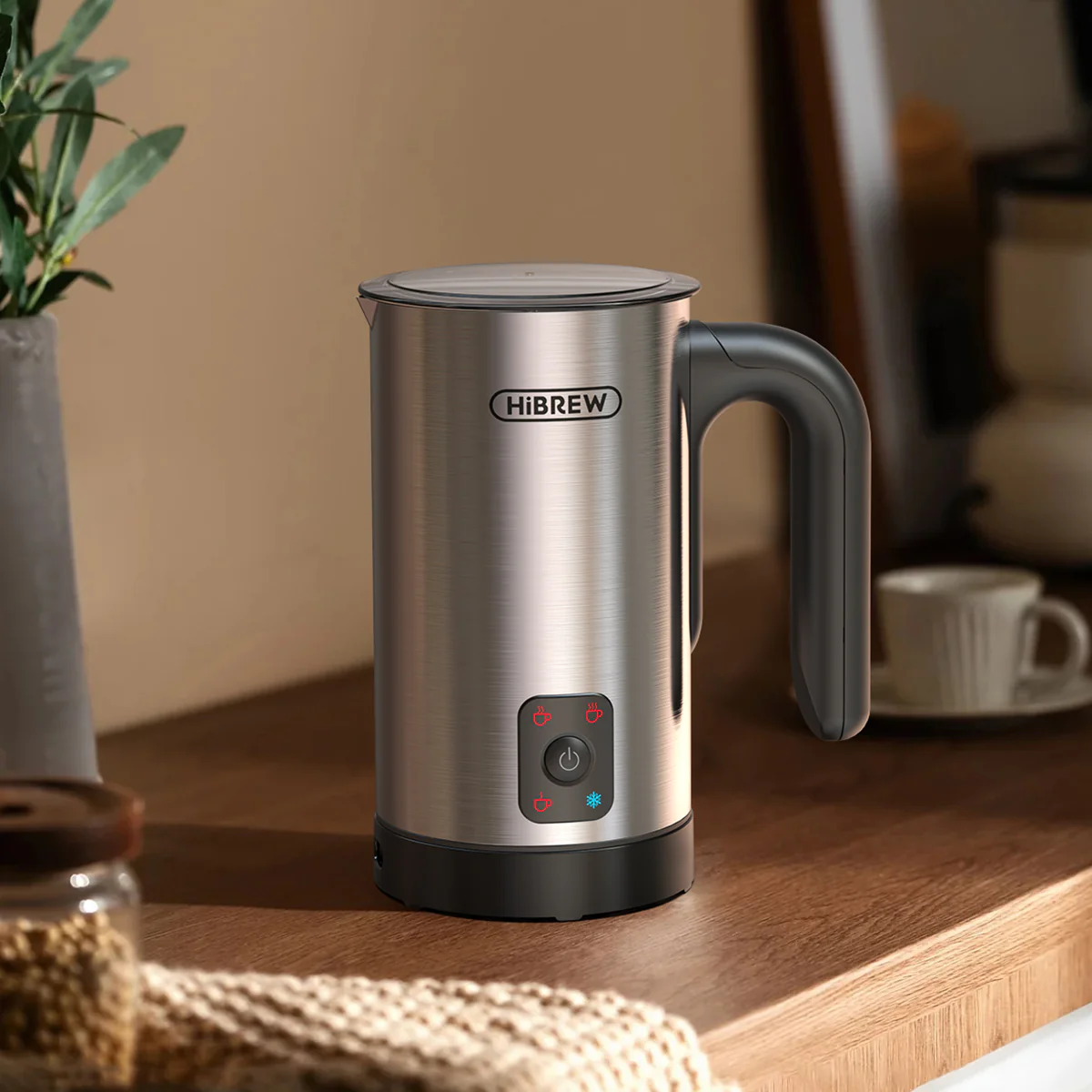 HIBREW M3A Milchaufschäumer, Silber, 450 W, 300 ml