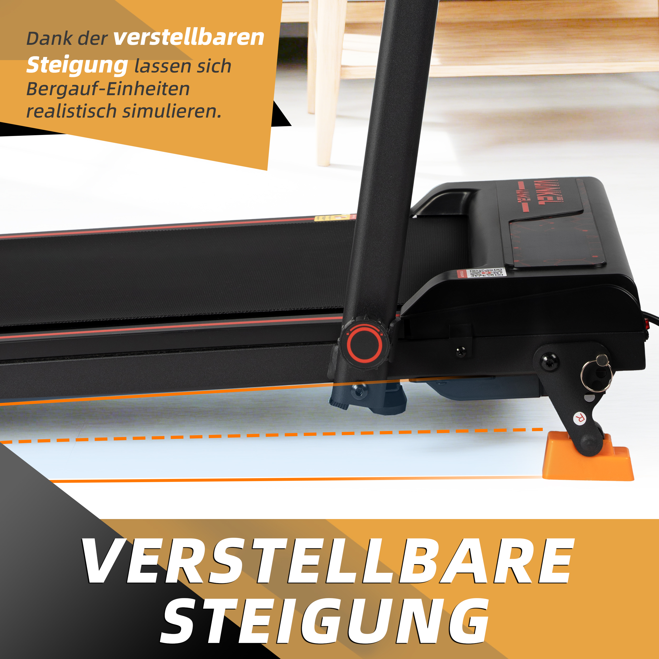 Ein Laufband mit verstellbarer Steigung, ideal für realistische Bergaufläufe.