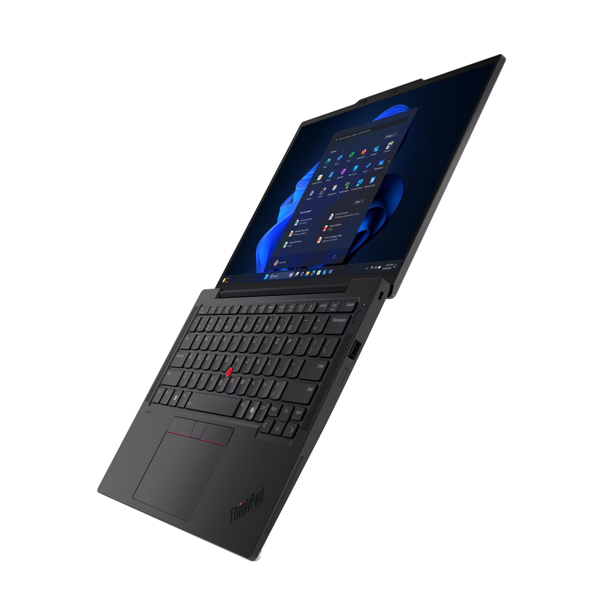 Un laptop nero con tastiera retroilluminata e schermo aperto.