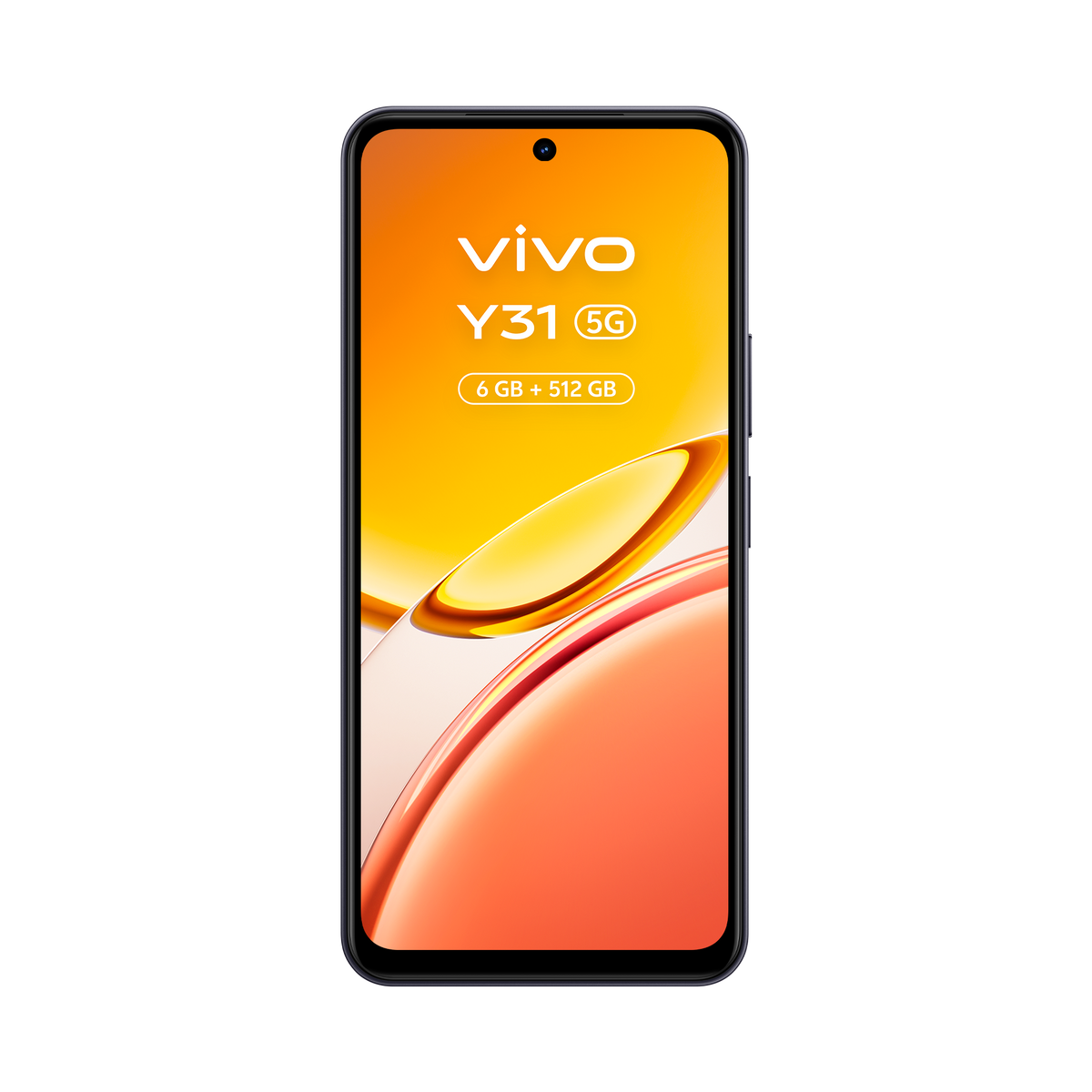 Smartfon Vivo Y31 5G z 6 GB + 512 GB pamięci na czarnym tle.