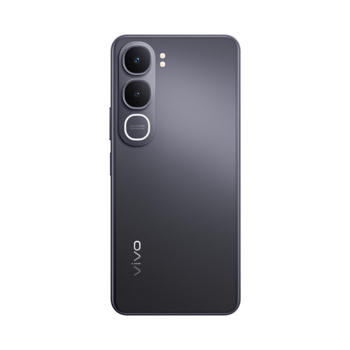 Tył ciemnego smartfona z trzema obiektywami aparatu i logo VIVO.
