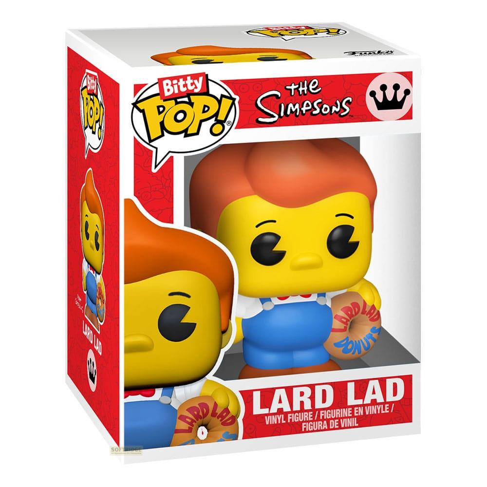 Una figuretta di Lard Lad de I Simpson che tiene una ciambella, nella sua confezione.