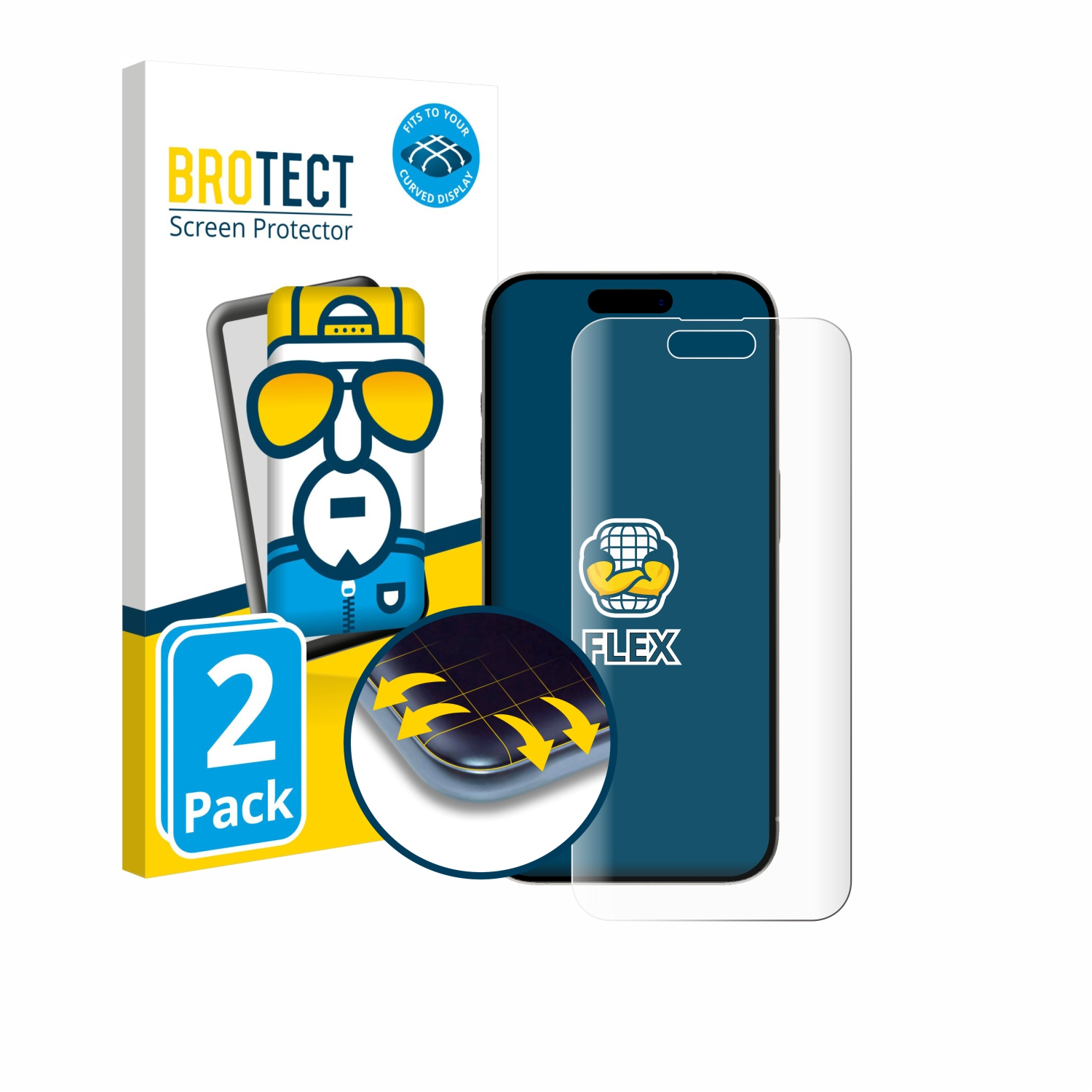 BROTECT Displayschutzfolie für gekrümmte Displays, 2er-Pack.