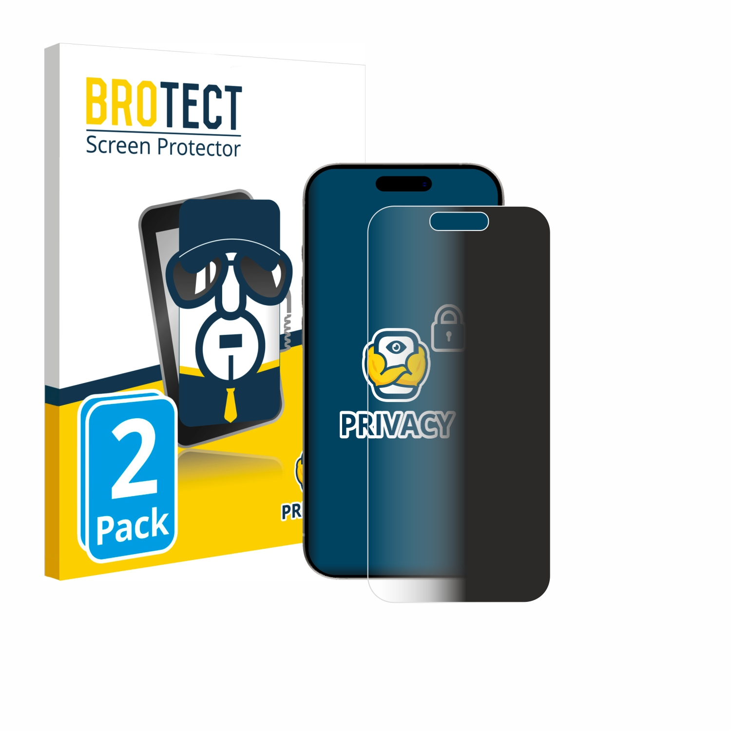 BROTECT Sichtschutzfolie: Zwei Stück für ein Smartphone. Verpackung und Folie.