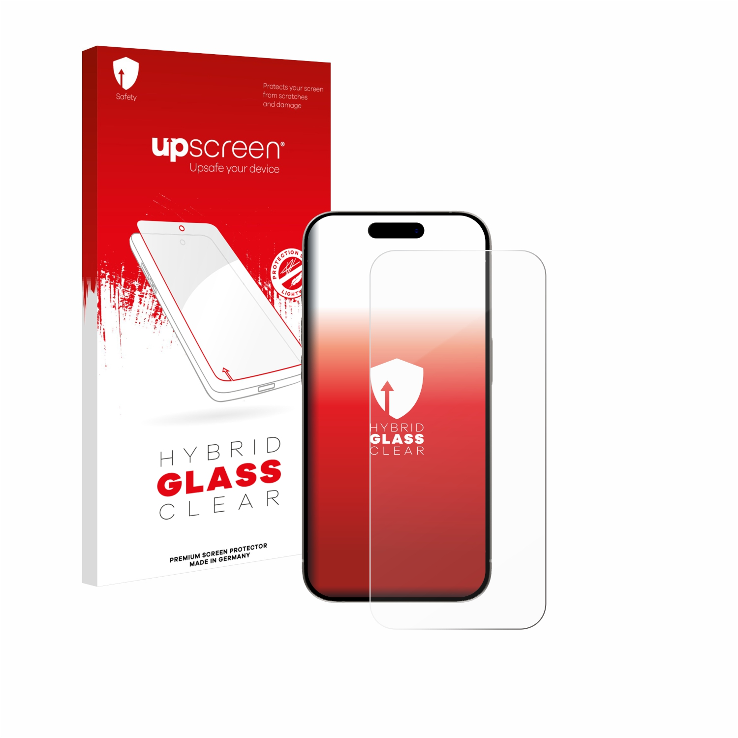 Verpackung für einen Displayschutz aus Hybridglas für ein Smartphone.