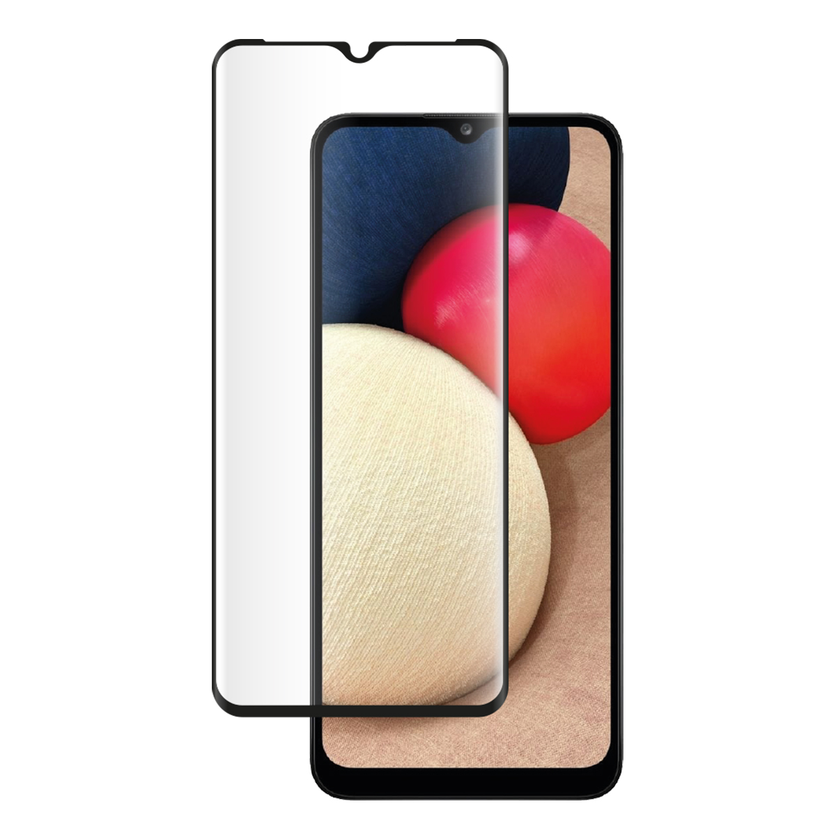 Un protecteur d'écran repose sur un smartphone avec des cercles colorés.