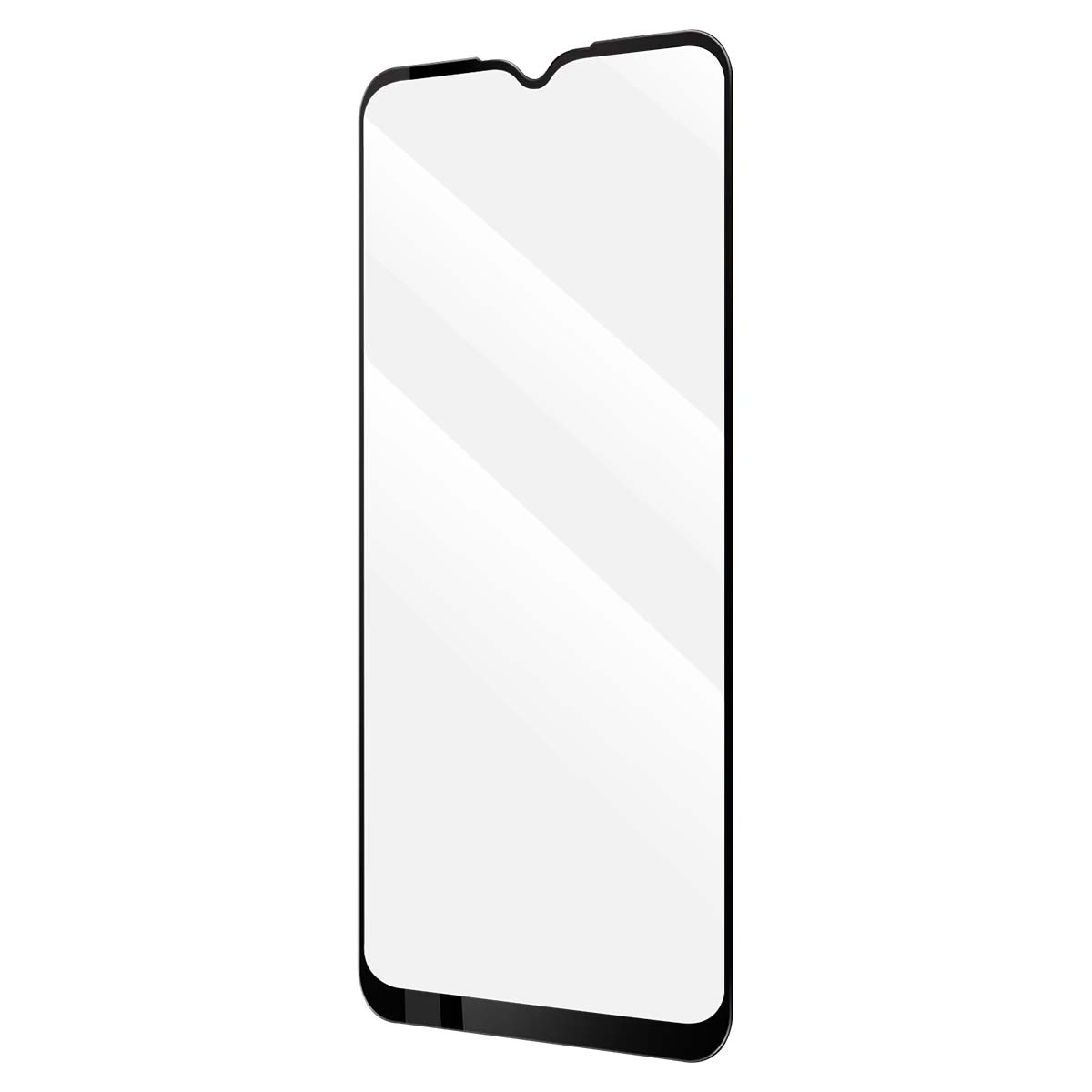 Protection d'écran noire pour smartphone avec encoche en haut.