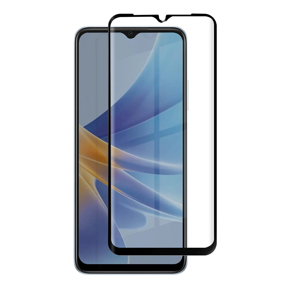 Un smartphone avec un protecteur d'écran en verre placé sur l'écran.