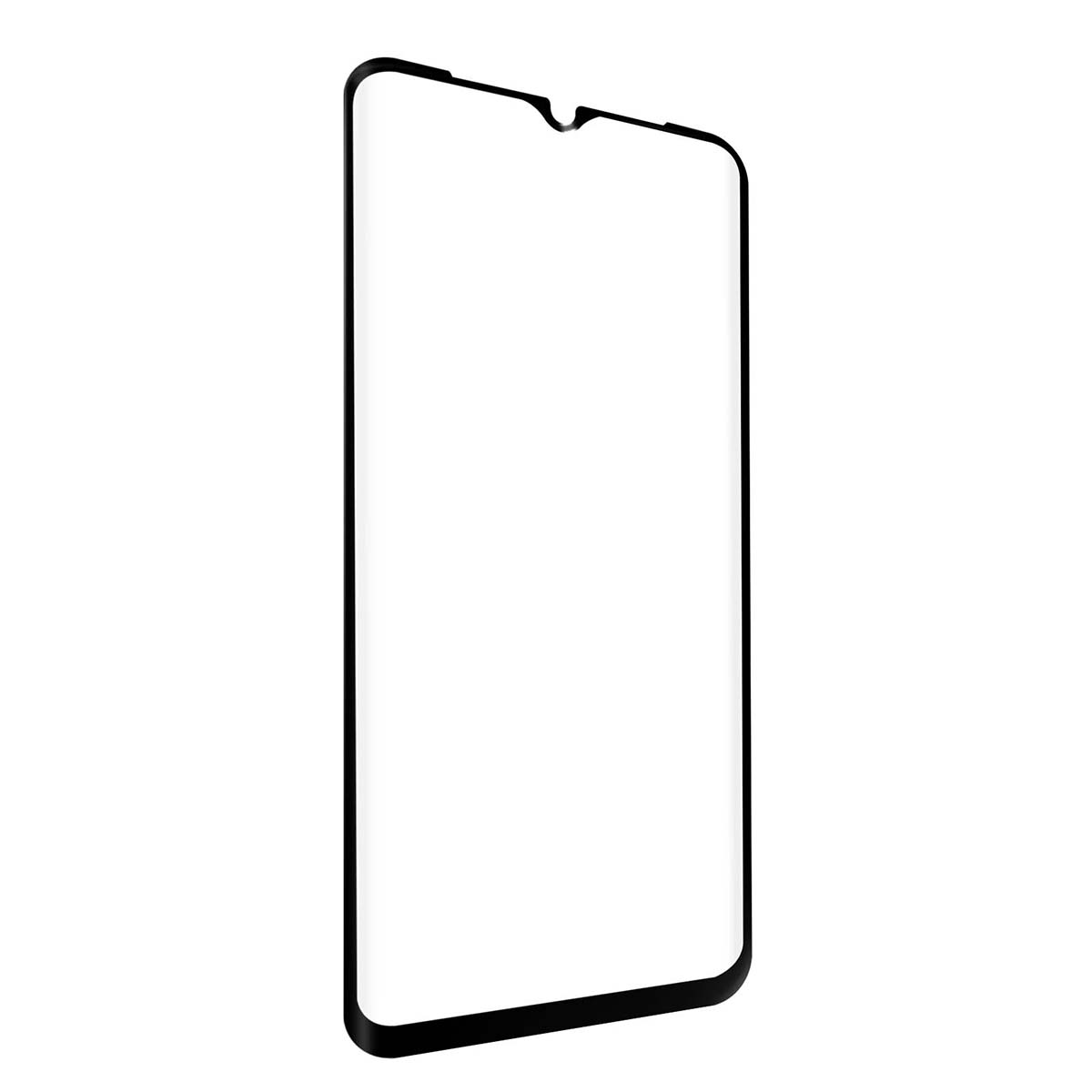 Un cadre noir entoure un protecteur d'écran de téléphone blanc vide.