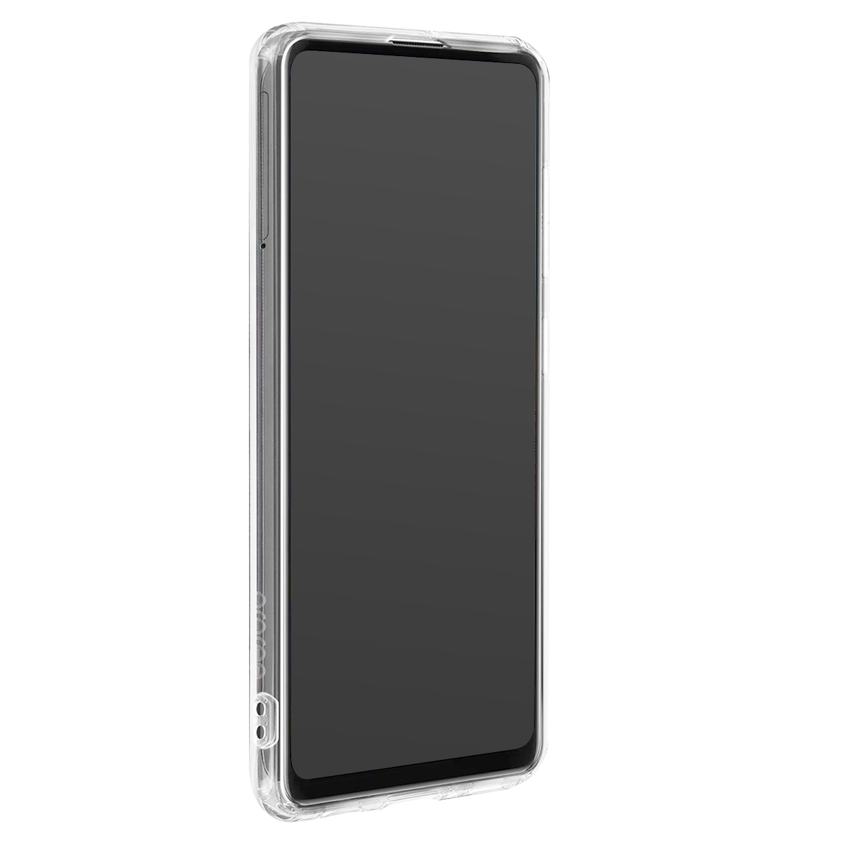 Una funda transparente para teléfono que encierra un smartphone.