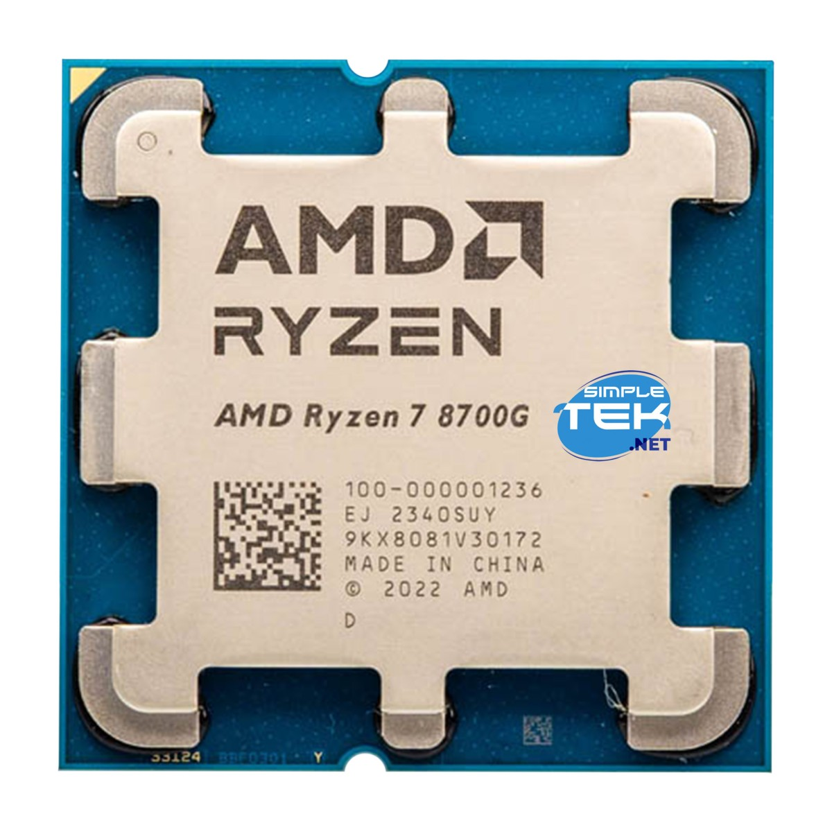 Processore AMD Ryzen 7 8700G con numero di serie e codice QR.