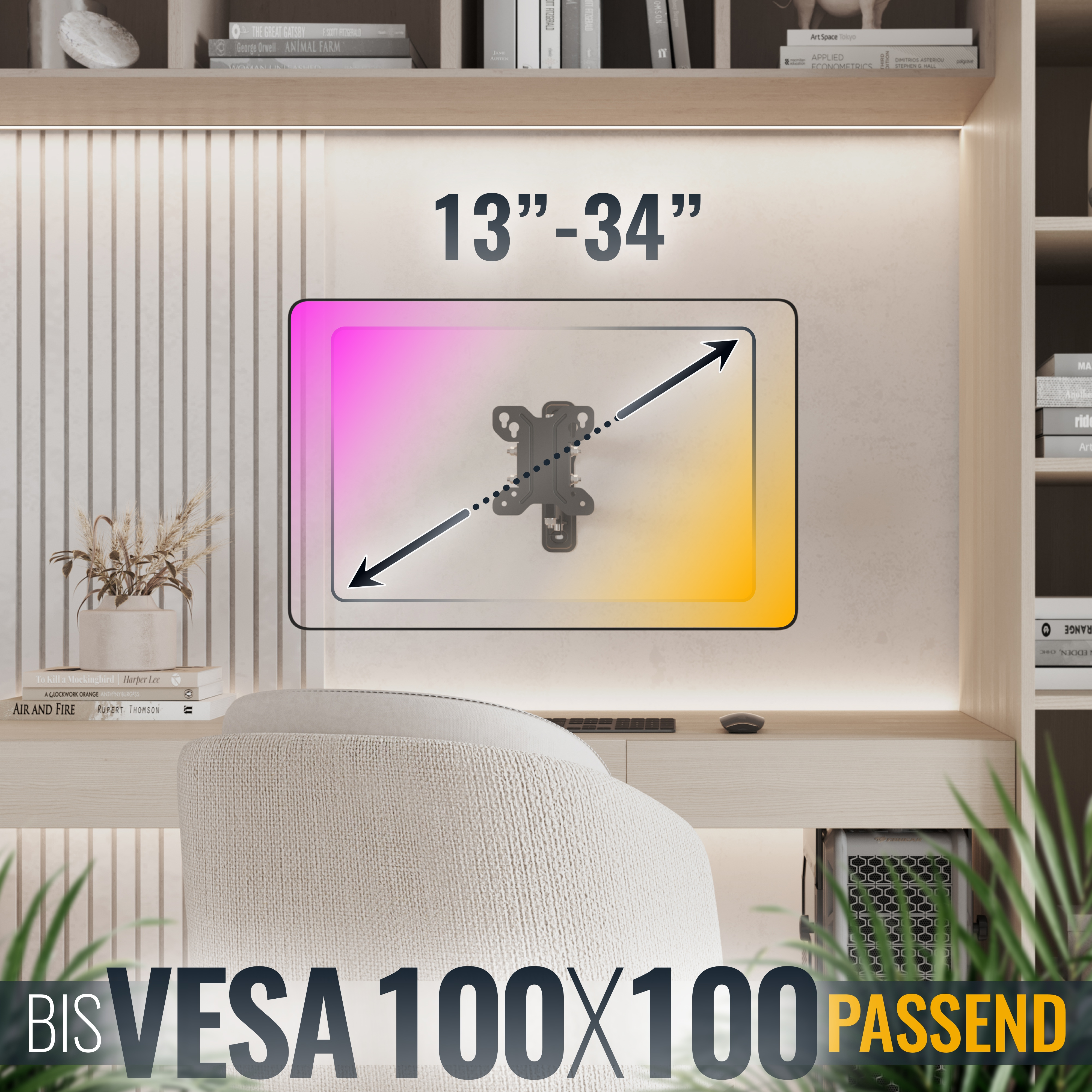 Monitorhalterung für 13-34 Zoll Bildschirme mit VESA 100x100.
