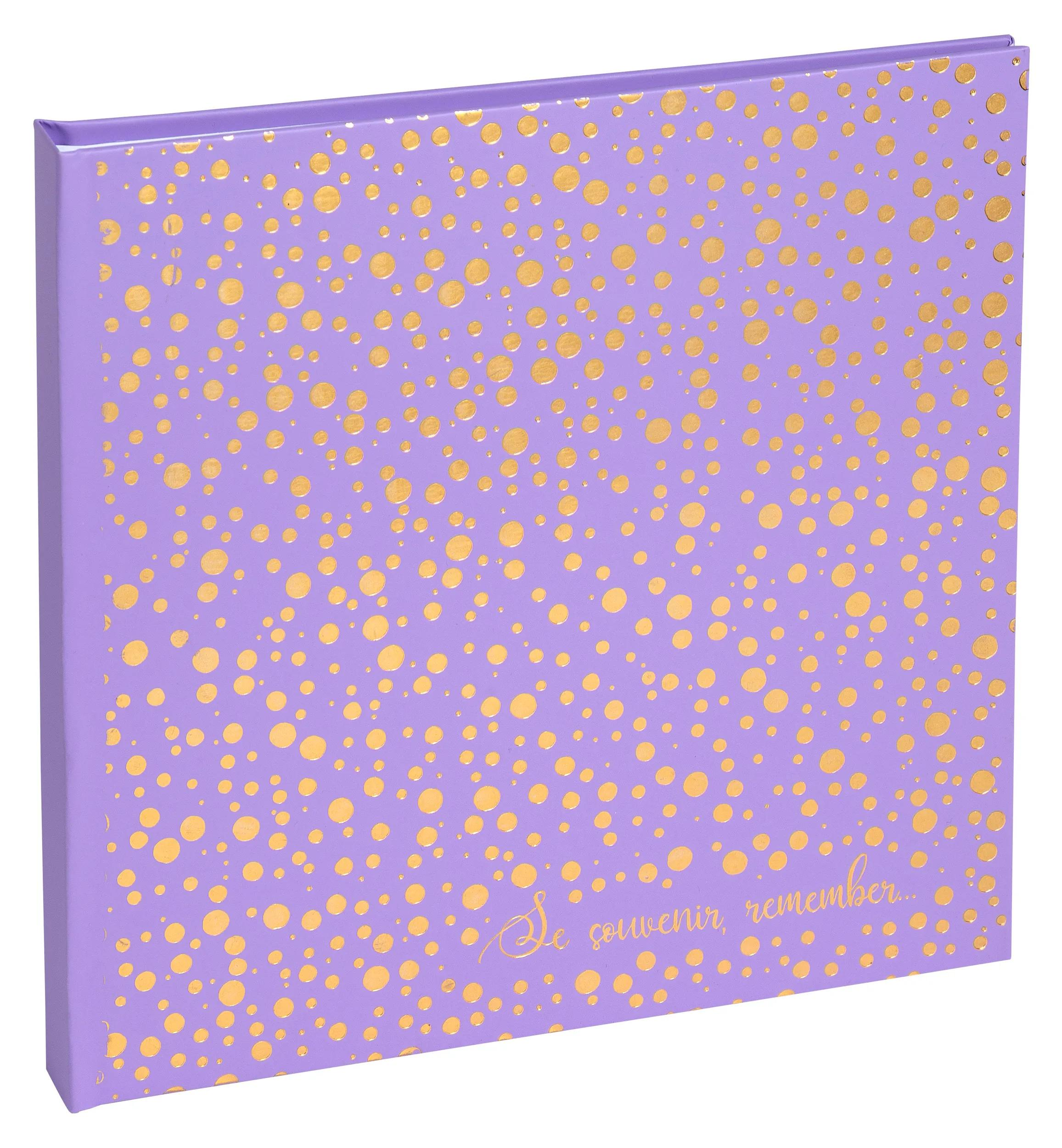 Un libro morado con puntos dorados y el texto 'Se souvenir remember...'