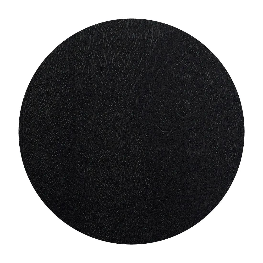 Círculo negro con patrón texturizado sobre fondo blanco.