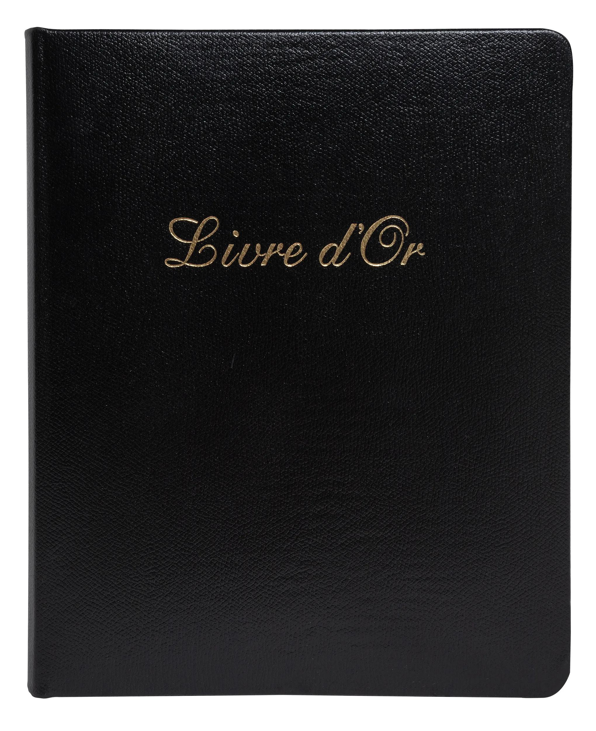 Libro negro con inscripción dorada "Livre d'Or".